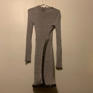 Gray Long Sleeve Bodycon Dress